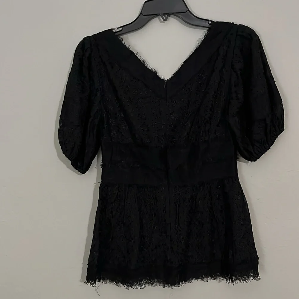 Black Lace Gothic Nanette Lepore Blouse sz 2 - Picture 3 of 9